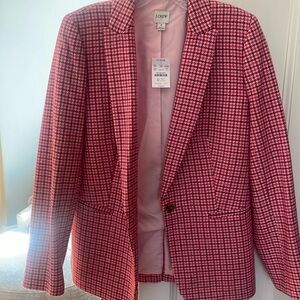 J Crew pink plaid blazer. Size 4 with tags